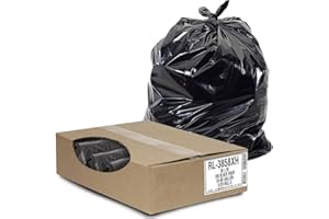 Aluf Plastics - RL-3858XH 55 Gallon Trash Can Liners (100 Count) - 38" x 58" - Thick 1.5 MIL Equivalent Black Trash Bags for 