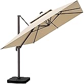ORYNTREX 10' X 13' Outdoor Patio Umbrella Large Rectangle Cantilever Umbrella Heavy Duty 360°Rotation Offset Umbrella for Garden Deck Pool Patio,Beige