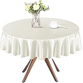 Homiest 1 Pack 60 Inch / 5ft Round Tablecloth Satin Table Cover, Ivory Table Cloth Overlay for Wedding Reception Graduation Banquet