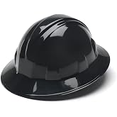 Pyramex SL Series Full Brim Hard Hat with 4-Point Ratchet Suspension - Tough and Lightweight HDPE Shell, Wide Brim for Rain and Sun, Quick, Adjustable and Secure Fit for All Head Sizes