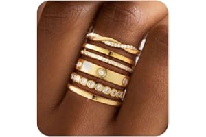 RLMOON Stackable Gold Rings for Women Non Tarnish Dainty 14K Gold/Silver Plated Stacking Thumb Rings Cubic Zirconia Eternity Wedding Band Rings Gold Jewelry Size 6-10