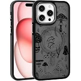 MQJCYB Case for iPhone 14 13 Design On Matte Black Base,Compatible with MagSafe,Slim Protective Bumper,Magnetic for Women Girls Case for iPhone 14 13-Mushroom Funky Black Black