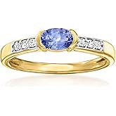 Ross-Simons 0.40 Carat Tanzanite and .10 ct. t.w. White Zircon Ring in 18kt Gold Over Sterling