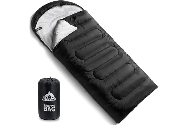 MEREZA Sleeping Bag for Adults Mens, Cold Weather Sleeping Bags XL Queen Size Sleeping Bag with Compression Sack for All Seas