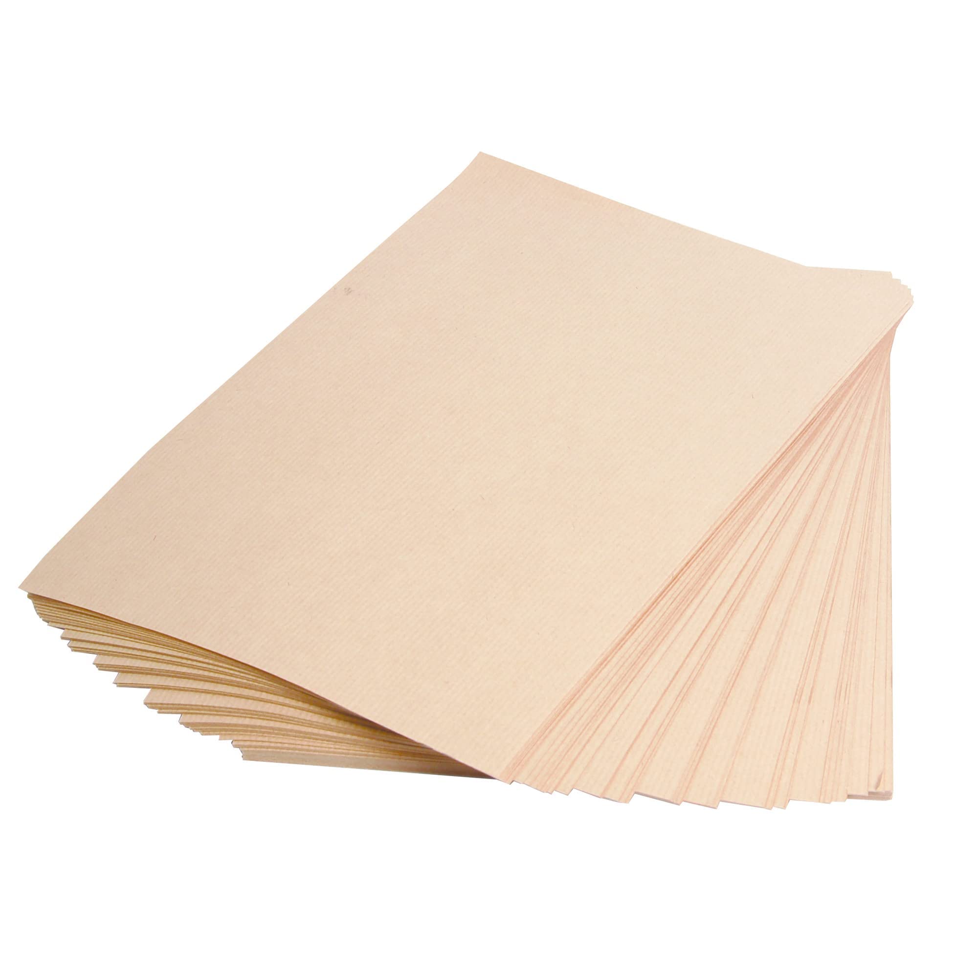 Clairefontaine - Ref 975001C - Kraft Paper (25 Sheets) - A4 (297 x 210mm) Sized - Natural Brown, Smooth Side & Ribbed Side, 120gsm Paper, Acid Free, pH Neutral