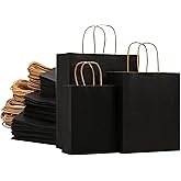 Nicunom 120 Pack Black Kraft Paper Bags with Handles Bulk, 3 Size Paper Gift Bags for Retail, Party Favor, Grocery, Birthday, Shopping, Wedding, Business, Merchandise