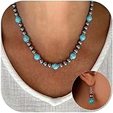 Navajo Pearl Necklace Earrings Set Western Turquoise Jewelry for Women Navajo Pearl Beaded Necklace for Nashville Outfit Western Dress Country Concert Accessories Gifts