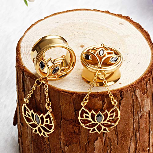 TBOSEN Ear Gauges Dangle Plugs Tunnels For Ears Reamer Hollow Flower Surgical Steel Screw Dilation Piercing Expander Gauge 9/16 inch(14mm) - Thumbnail 6