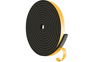 MIKONIYA Weather Stripping Door Seal,Weather Stripping,Soundproof,Cold Insulation,High Density CR Foam Insulation Tape for Door, Front Door Frame, Windows,Sliding Door (Black, 1/2 in x 1/4 in x 13Ft)