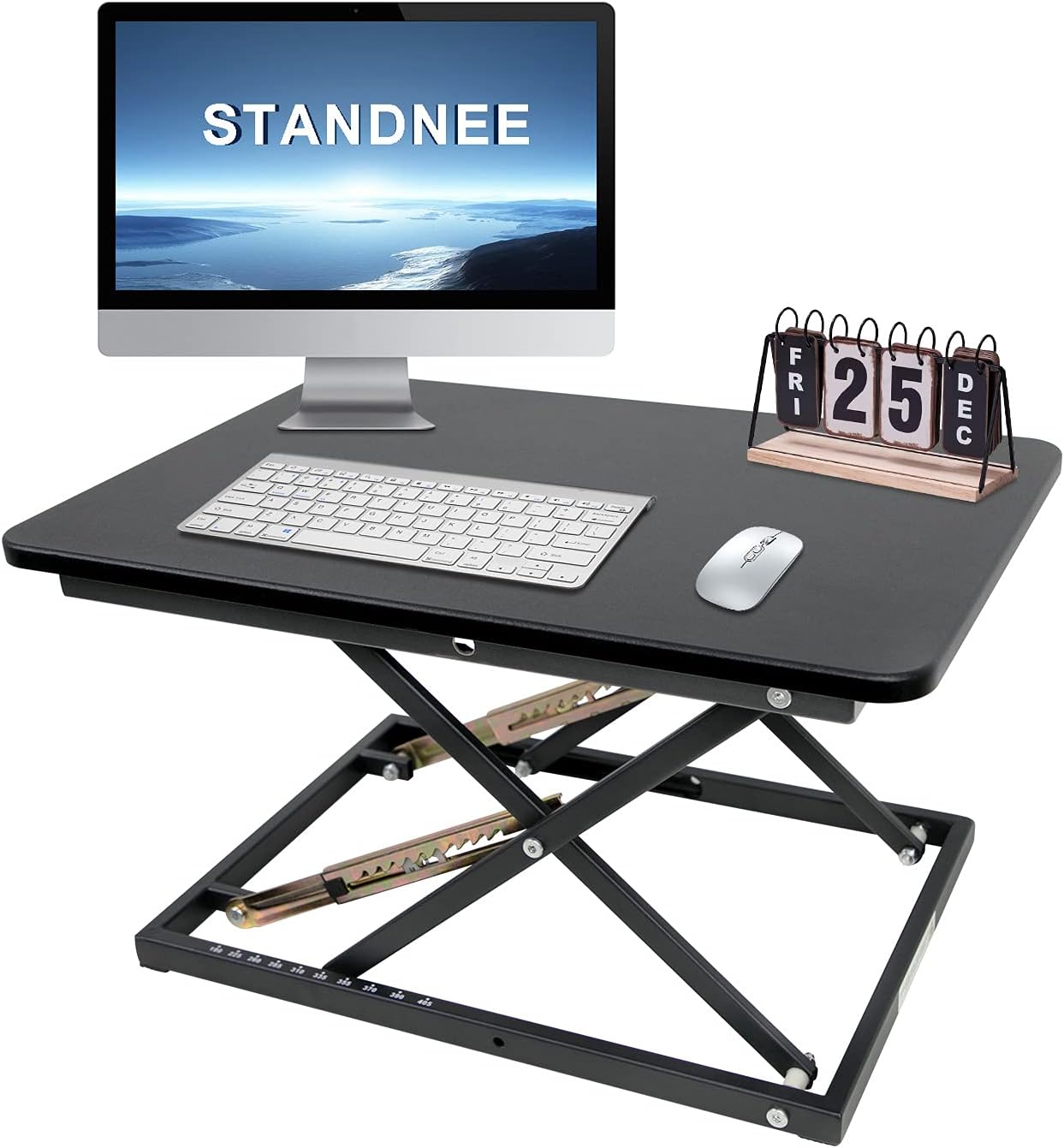 STANDNEE Standing Desk Converter, Height Adjustable Stand up Desk Riser, Fully Assembled Monitor Laptop Riser Workstation, Sit to Stand Desk for Home Office, Black.: Kitchen & Dining