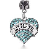 Inspired Silver - Silver Pave Heart Charm for Bracelet with Cubic Zirconia Jewelry