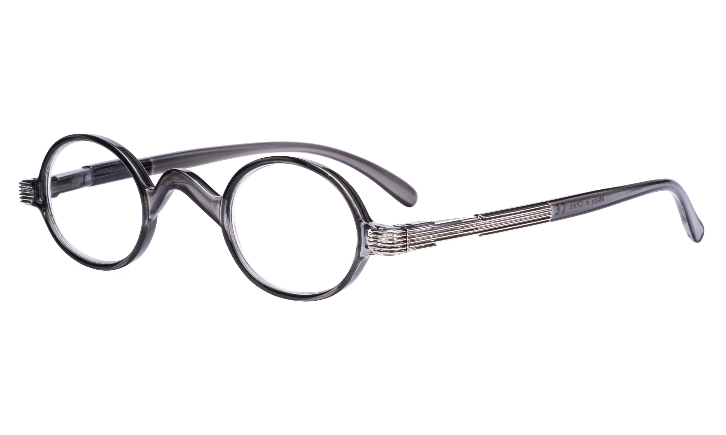 Eyekepper Small Oval Round Reading Glasses Vintage Mini Reader Eyeglasses for Men Women Reading with Spring Hinges Grey Frame +3.50 — image 1