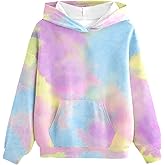 Arshiner Girls Tie Dye Sweatshirts Loose Casual Hoodies Long Sleeve Pullover Hooded Tops With Pockets