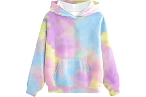 Arshiner Girls Tie Dye Sweatshirts Loose Casual Hoodies Long Sleeve Pullover Hooded Tops With Pockets