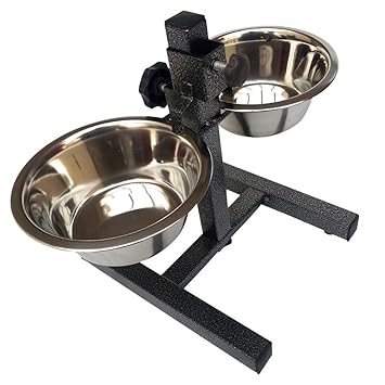 Pets Empire Stainless Steel Height Adjustable Double Dog Bowls with Stand