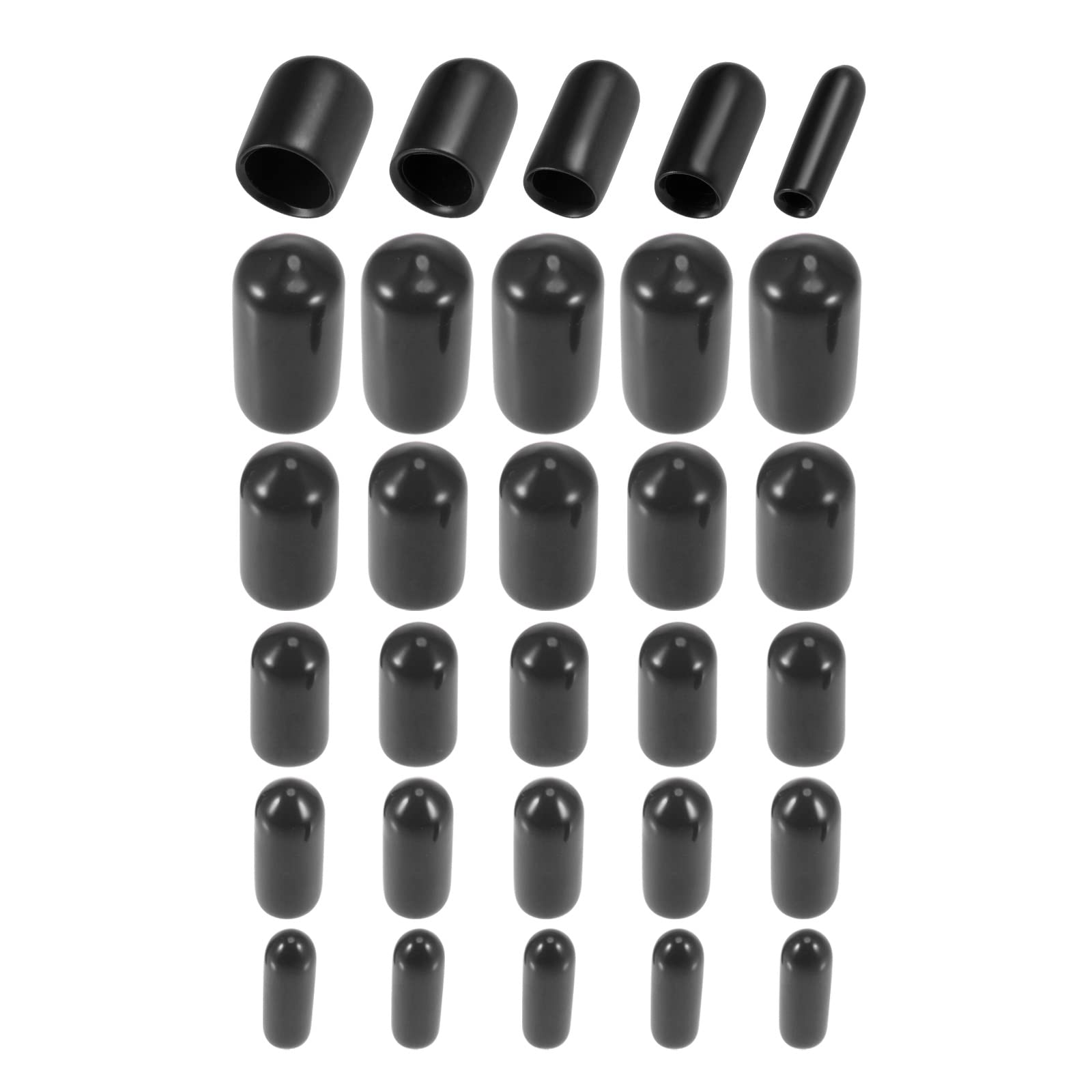 DMiotech 50 Pack 1/8" 3/16" 1/4" 5/16" 3/8" ID Black Screw Thread Protectors Rubber End Caps Bolt Covers for Screw Bolt Furniture Pipe