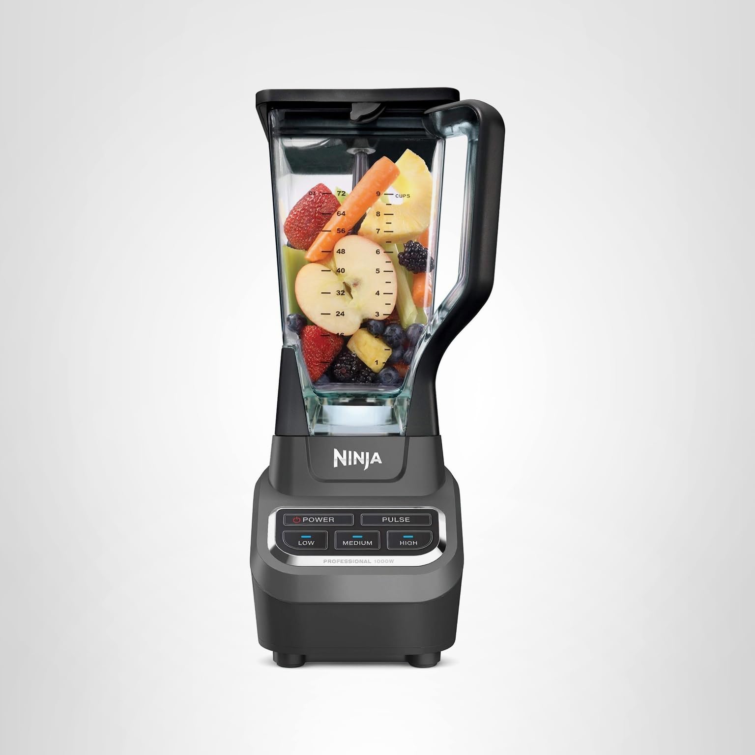 Ninja Professional Blender 1000W, Total Crushing Technology- Smoothies, Ice Crushing & Frozen Fruit, Full-Size Countertop Blender, 72-oz. Pitcher, Black & Grey, BL610