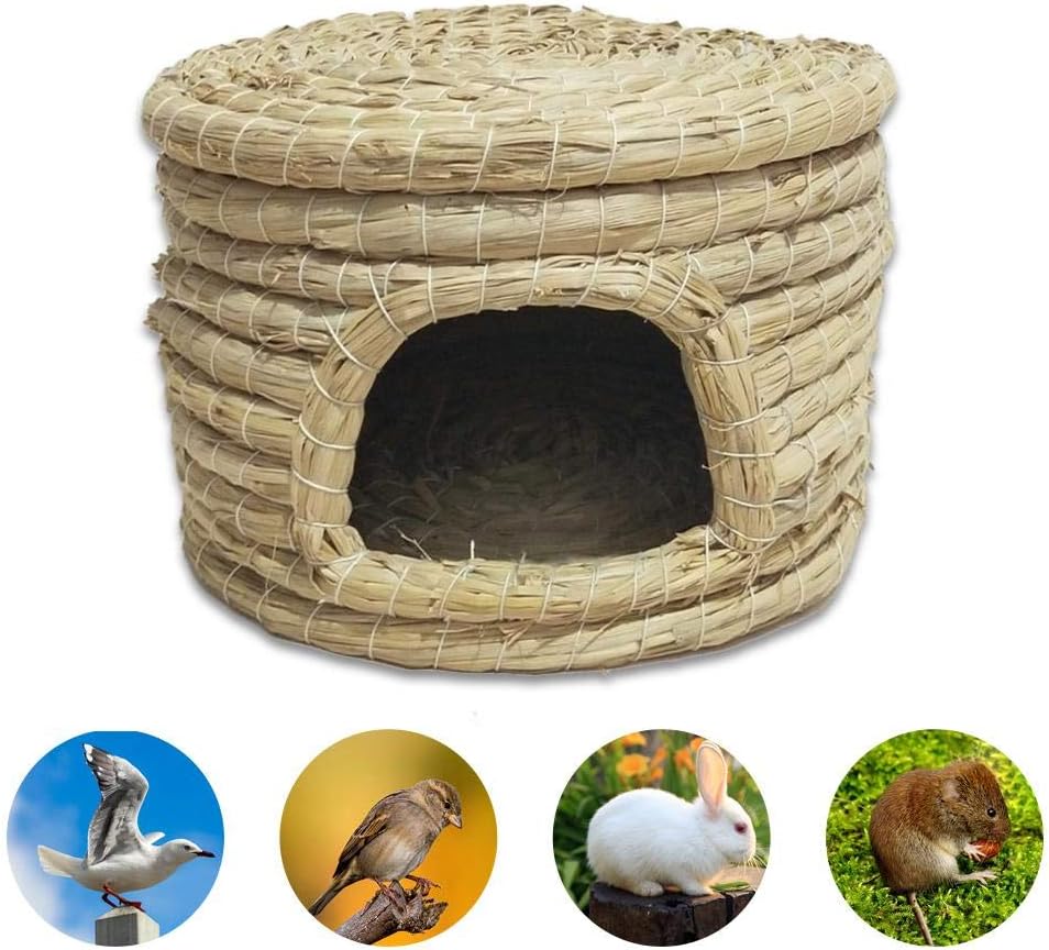 Hearthrousy Grass Bed For Rabbits Straw Bird Nest Straw Bird House Pigeon Nest Woven Pet Bed Poultry Incubation Breeding House For Pigeon Parrot Hamster Squirrel 25 x 25 x 15 cm