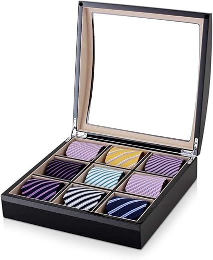 Caja de 9 corbatas con parte superior de cristal para hombres ...
