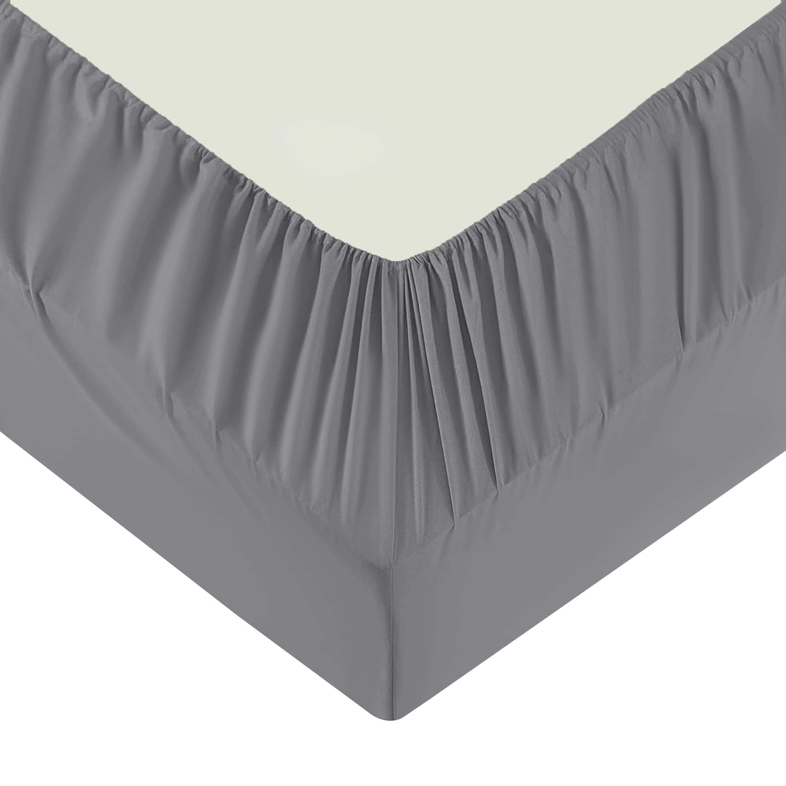 Moonlight Bedding Double Fitted Sheet - 25cm Deep Pockets Ultra Soft Brushed Microfiber Grey Double Fitted Bed Sheets Breathable, Fade Resistant Easy Care Double Bed Sheet (137 x 190 Cm)