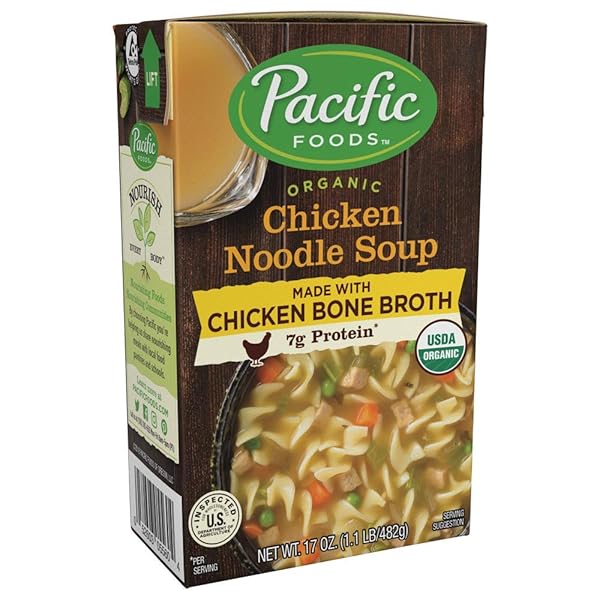 PACIFIC FOODS ORGANIC BONE BROTH CHICKEN NOODLE SOUP, 17 OUNCE