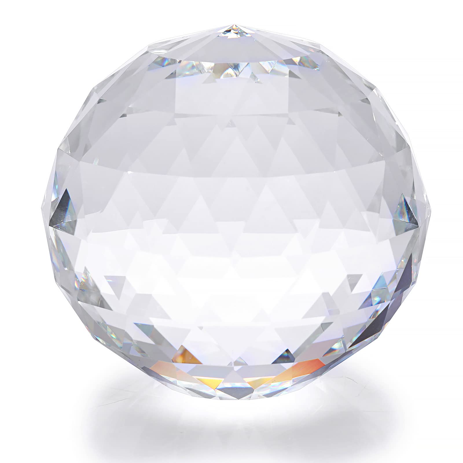 BTSKY 100mm Clear Cut Crystal Ball - Faceted Prism Suncatcher Glass Ball Gazing Sphere For Feng Shui Home Wedding Party Decoration