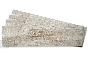 Tic Tac Tiles Peel and Stick Self Adhesive Removable Stick On Kitchen Backsplash Bathroom 3D Stone Tiles (4-Pack) (Golden Beach)