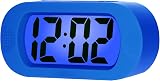 Plumeet Digital Alarm Clock Travel Clock Snooze Nightlight Battery Powered Blue