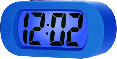 Plumeet Digital Alarm Clock Travel Clock Snooze Nightlight Battery Powered Blue
