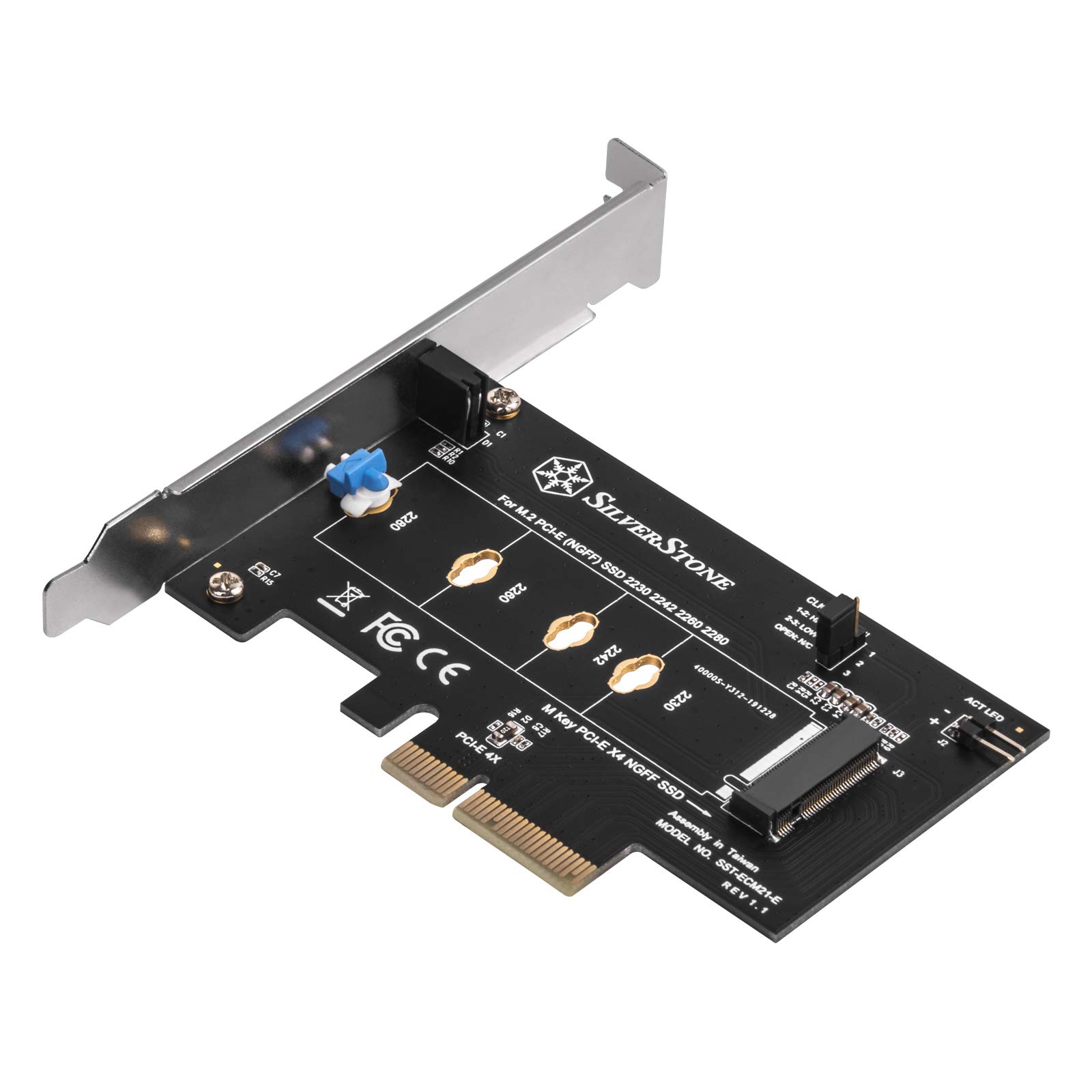 SilverStone SST-ECM21-E - SuperSpeed PCI-E Express Card x4 to M.2 (NGFF), screwless design, supports PCI-E Gen. 4