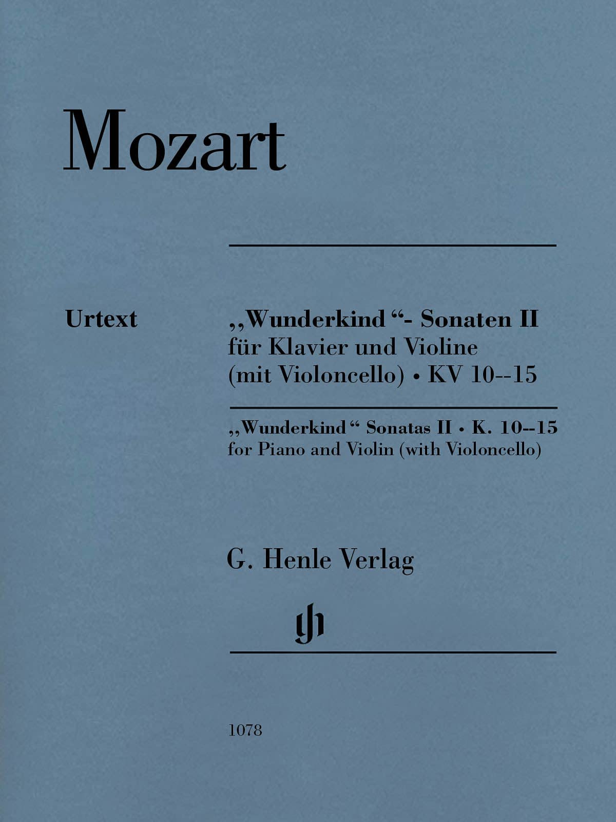 Wunderkind""-Sonatas for Piano and Violin (with Violoncello) Volume 2 - K. 10-15 - violin and piano (with cello) - with marked and unmarked string parts - (HN 1078)