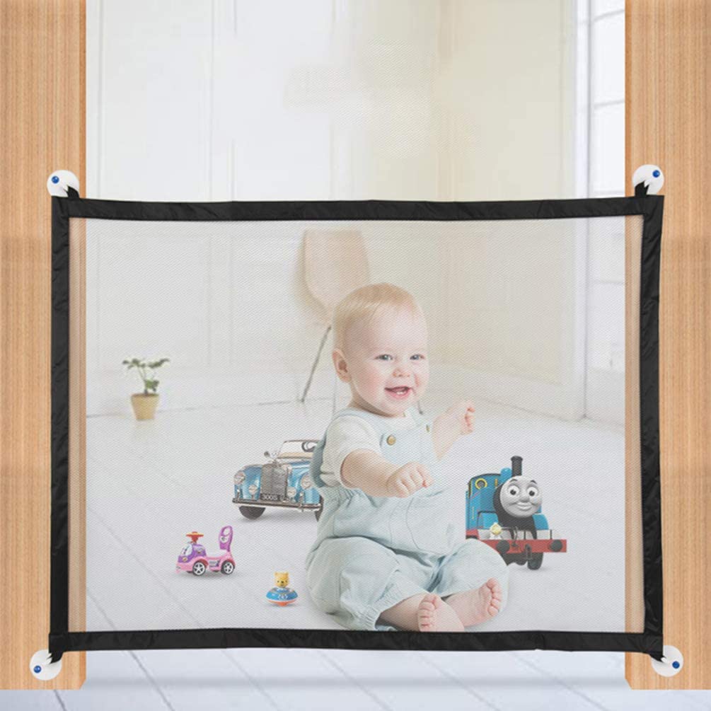 Tomaibaby Pet Gate Baby Gate Retractable Stair Gate Dog Gate, Mesh Safety Gate Fence for Doorways Stairs Hallway 70x180CM Black