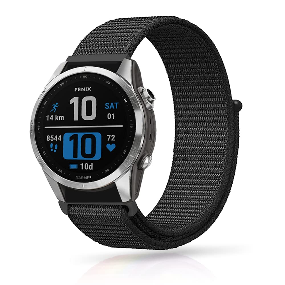 Niboow Strap QuickFit 20mm for Garmin Fenix 7S Pro Solar/Garmin Epix 2 Pro 42mm, Nylon Lightweight Breathable Watch Band for Garmin Fenix 7S/6S/6S pro/5S/5S plus/Garmin Descent Mk2S - Black