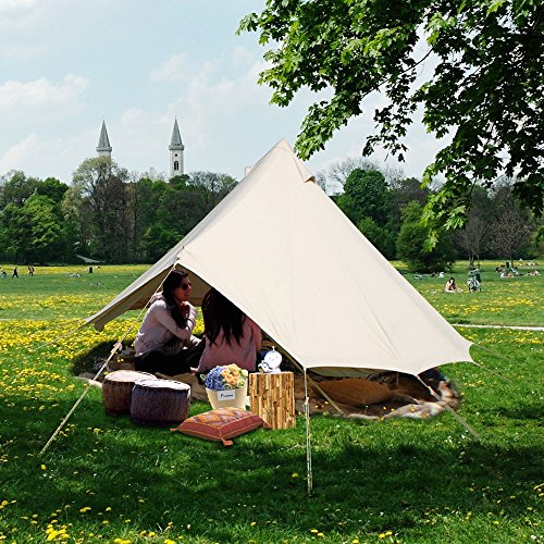 PlayDo Waterproof Cotton Canvas Bell Tent Large Luxury Glamping Wall