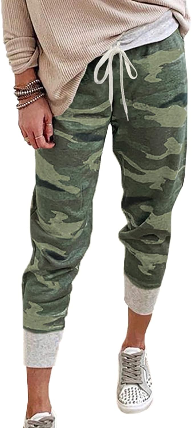 Shawhuwa Womens Pants Jogger Sweatpants Casual Loose Drawstring Waist Jogging Pants with Pockets: Clothing
