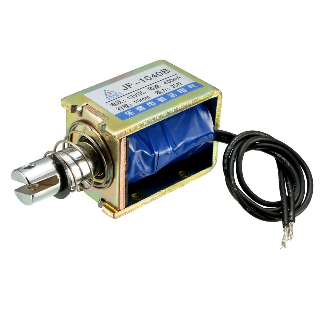 sourcingmap 12VDC 25N 10mm Stroke Pull Push Solenoid Electromagnet Open Frame Type Linear Motion JF-1040B