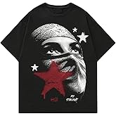 GORGLITTER Men's Graphic Tees Short Sleeve Boxy Casual Summer Rapper Funny Y2K Cool Streetwear Oversized Tshirts