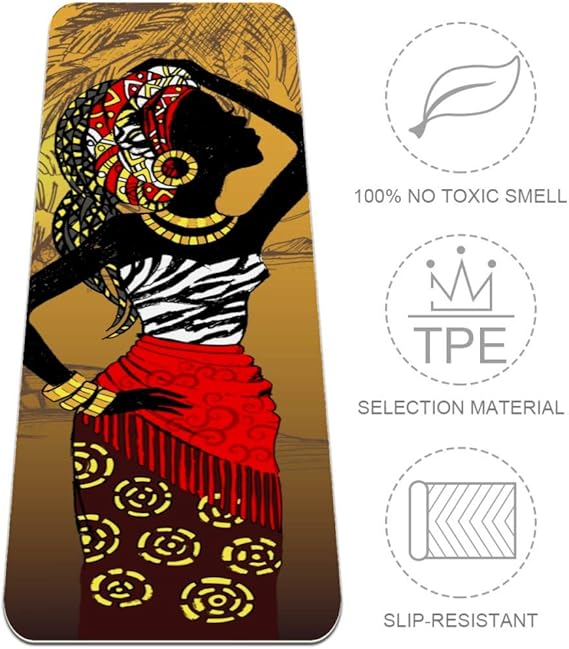 LEVEIS Yoga Mat African Black Women Thick Non Slip