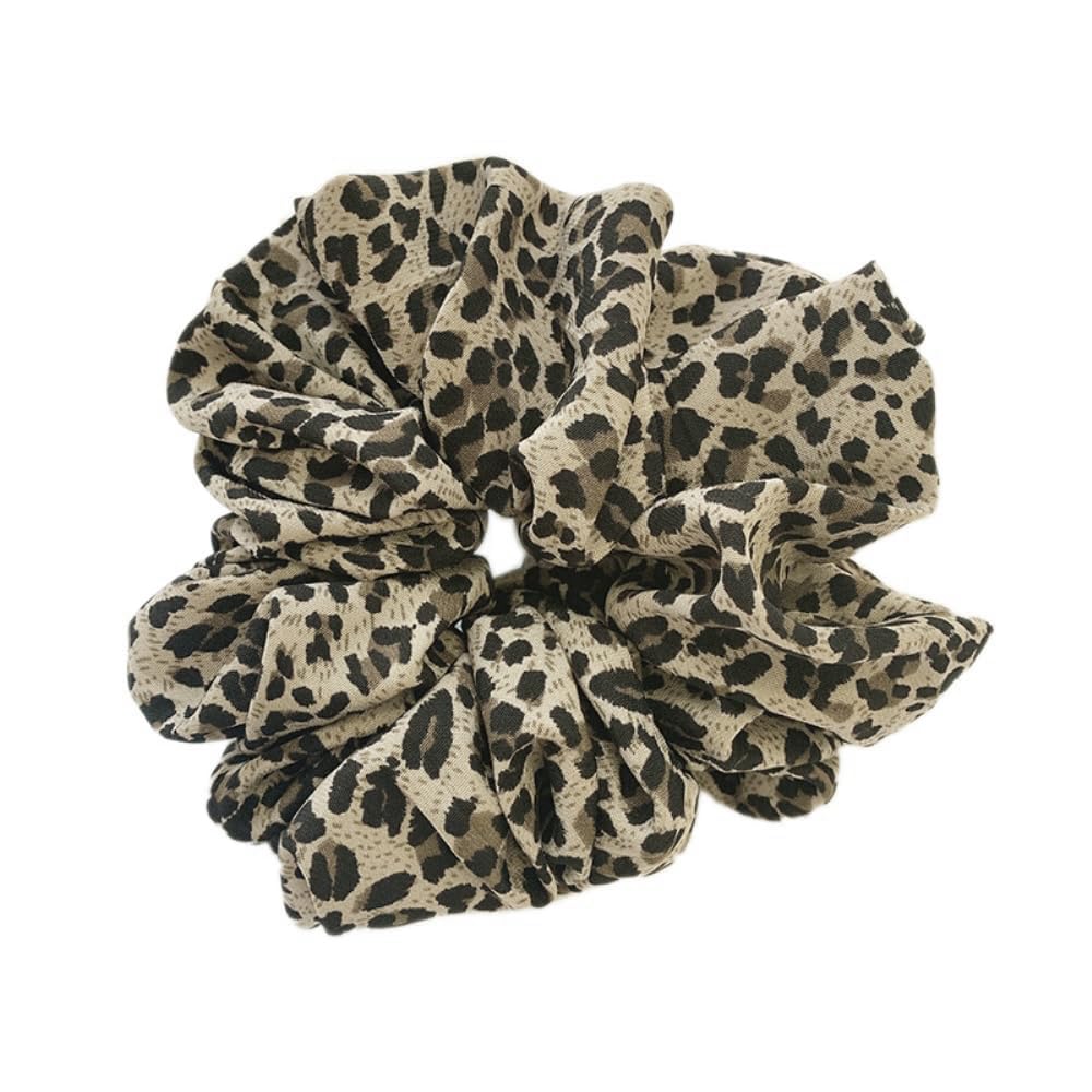 Hair Bobbles Large Scrunchies Hair Scrunchies Soft Elastic Silk Premium Satin Hair Bobbles Oversized Ladies Girls Satin Hair Accessories for Girls and Women, Beige with Leopard Print