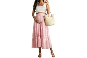 BLENCOT Womens Crochet Lace Skirts High Waisted A-Line Tiered Long Flowy Boho Maxi Skirt for Beach Vacation Fashion