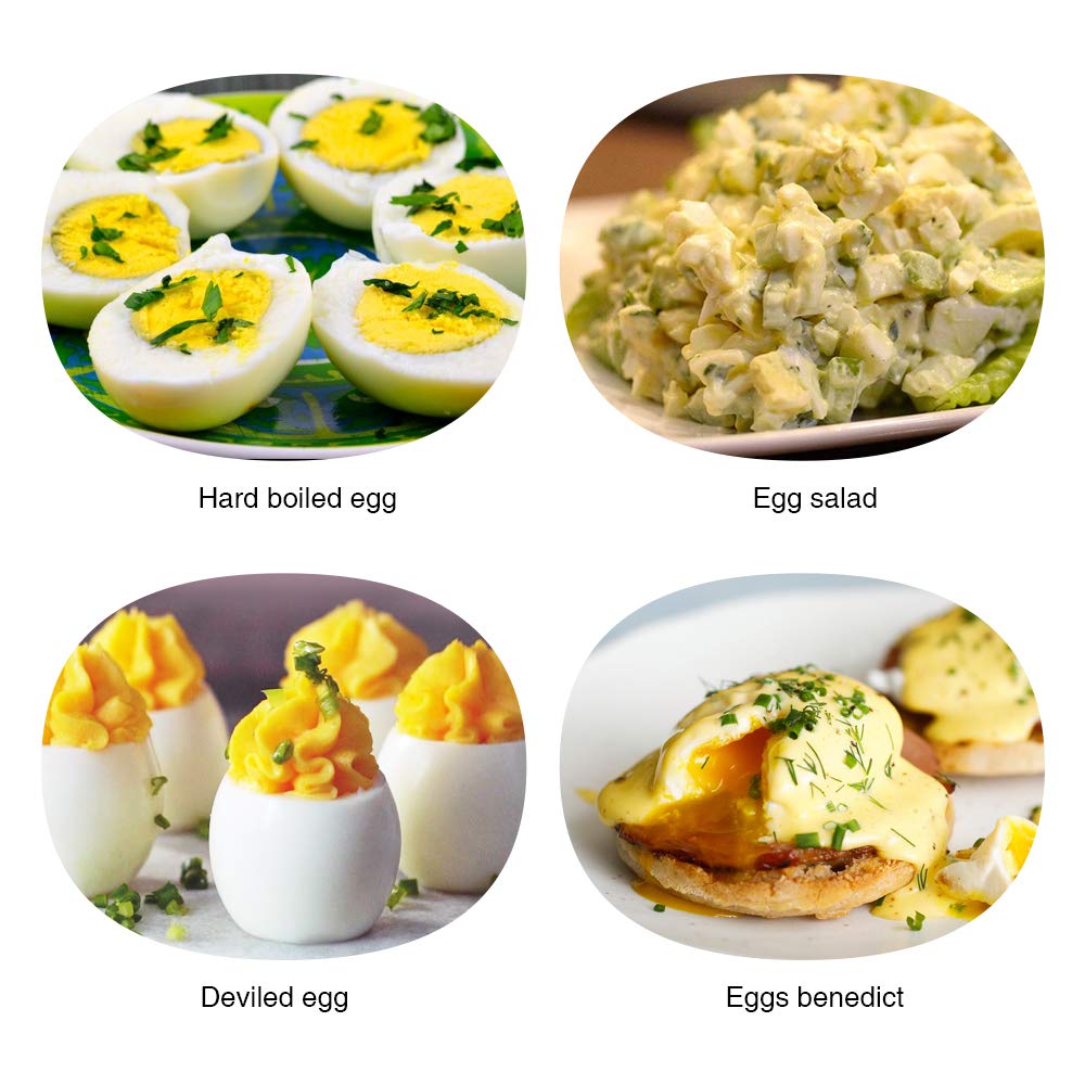 Crenova Egg Cooker Auto Shut Off 7 Egg Capacity Cooker for Hard, Medium, Soft Boiled and Poached Egg Recipes with Silicone Egg Ring & Measuring Cup