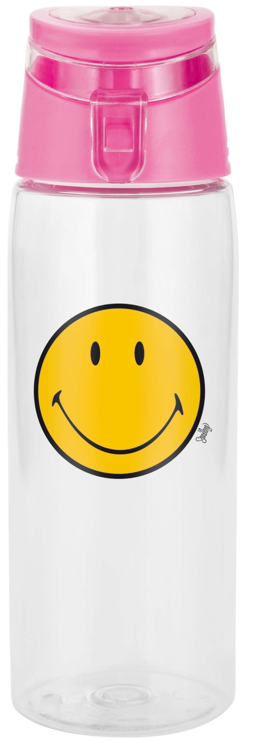 Zak! Designs "Smiley Drinking Bottle, Transparent/Red, 750 ml