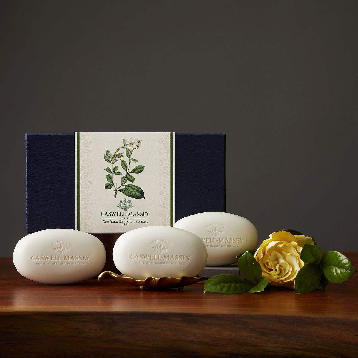 Caswell-Massey Gardenia Scented Women's Bar Soap - Set of Three Soap Bars, 3.25 oz each Triple Milled Luxury Bath Soap - NYBG Collection - Made In USA : Beauty