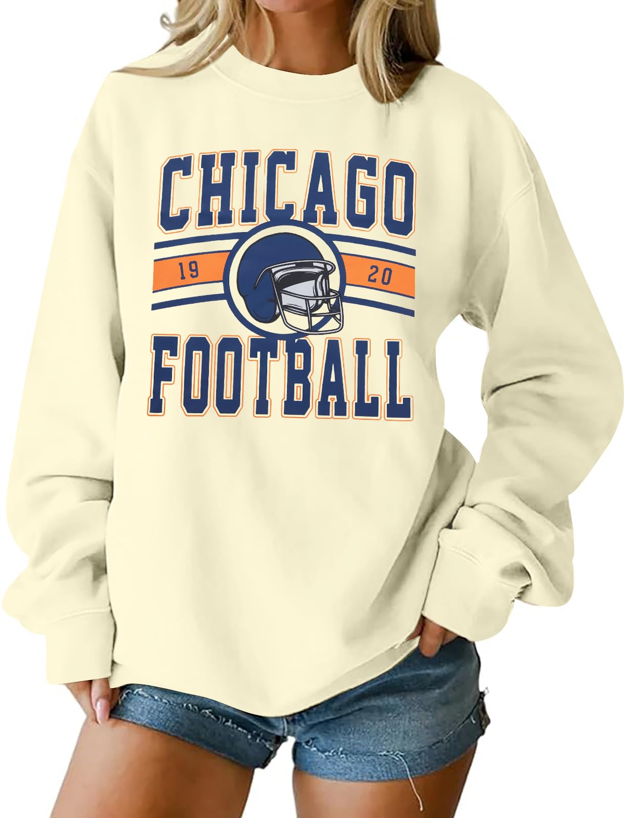 LOTUCY Football Sweatshirt Women Game Day Sweatshirts Football Team Fans Pullover Shirt Heart Graphic Long Sleeve Tops Image