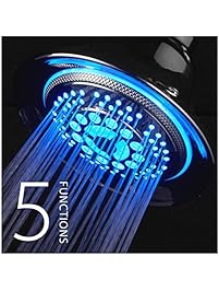 DreamSpa All Chrome Water Temperature Controlled Color Changing 5-Setting LED Shower-Head by Top Brand Manufacturer! Color of LED lights changes automatically according to water temperature