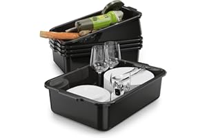 WYT 5-Pack 13 L Commercial Bus Tubs/Tote Box, Black Plastic Storage Wash Basin Tub