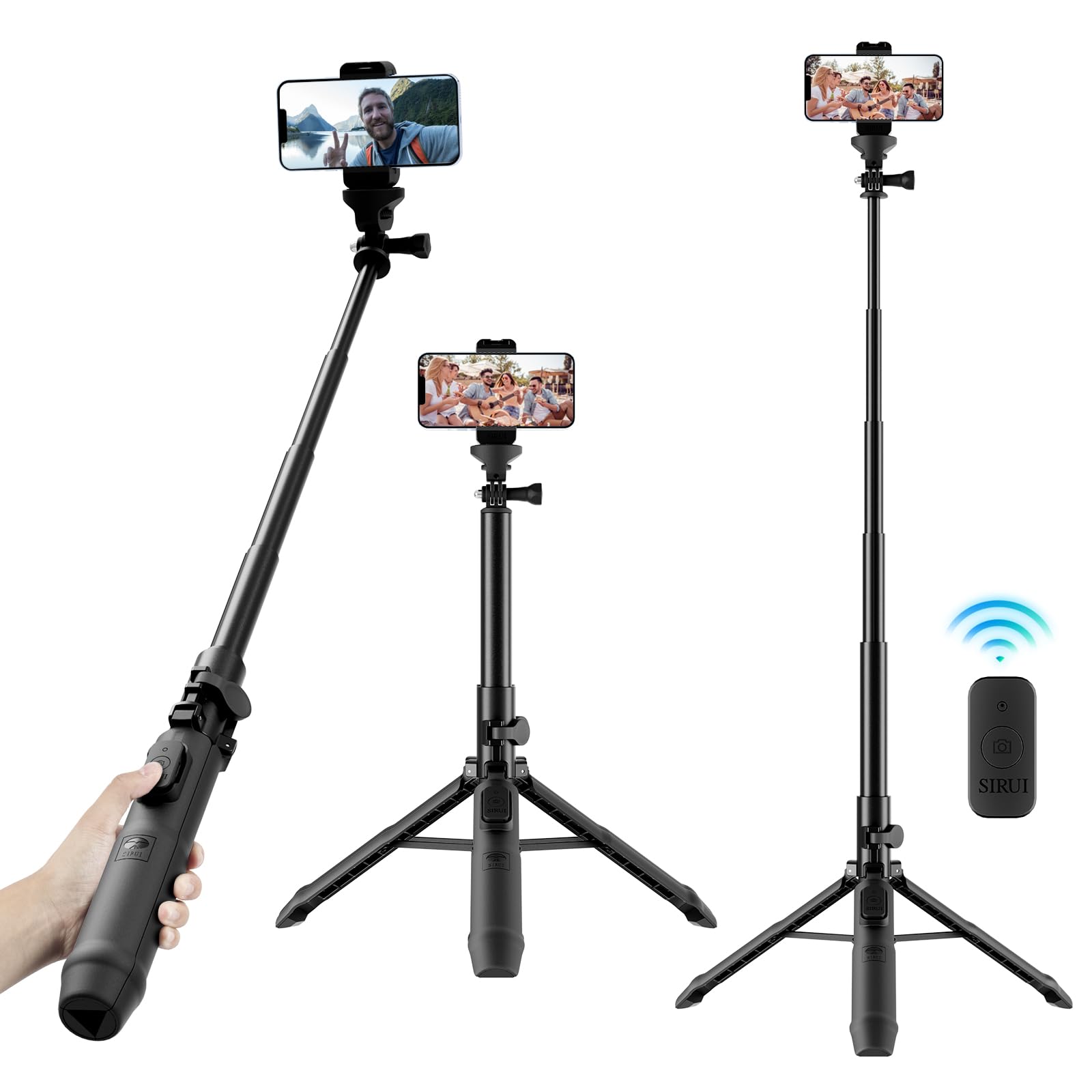SIRUI MS-01K Tripod 138 cm and Selfie Stick for Smartphones and Action Cameras