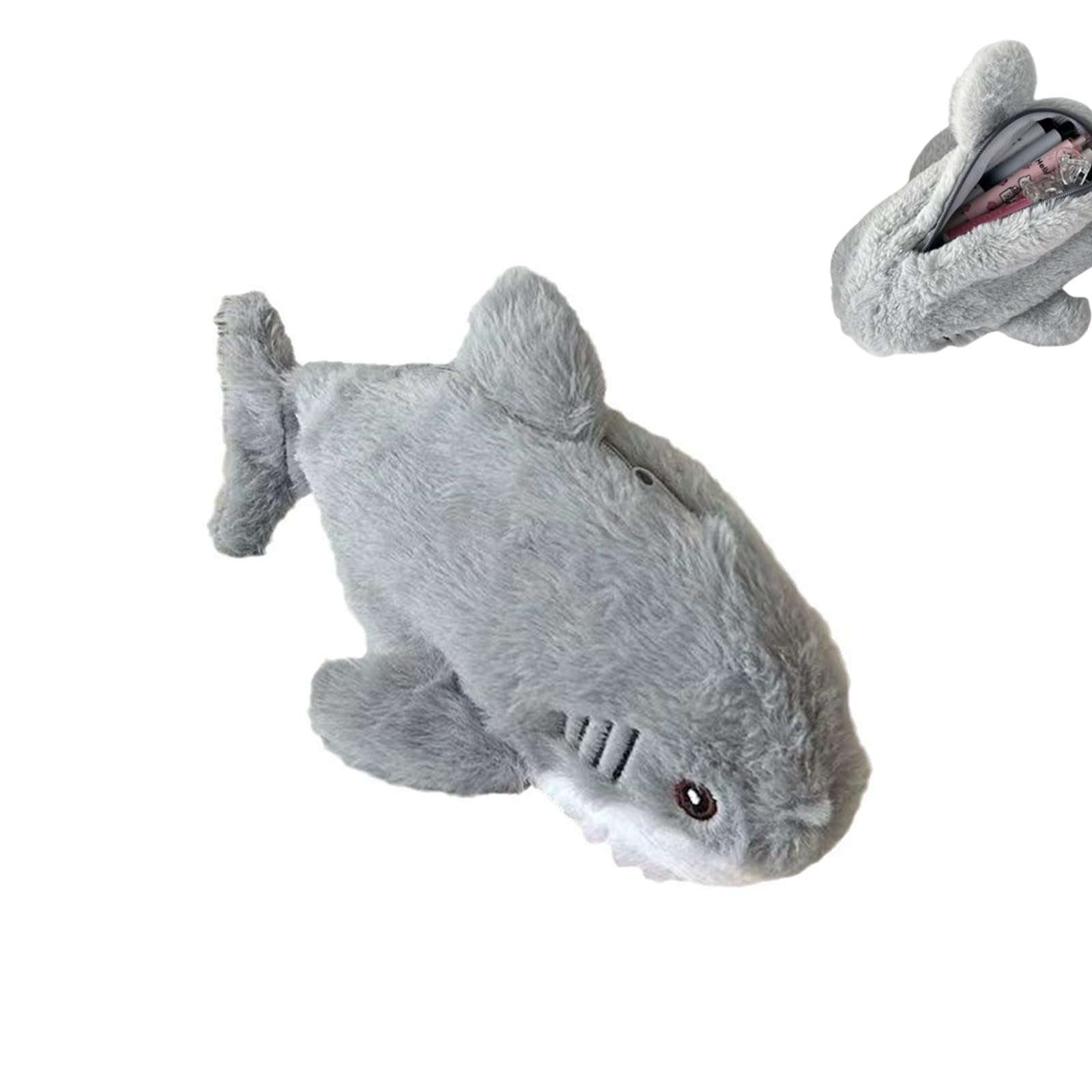 JLEivvi Shark Pencil Case,Otter Pencil Pouch Animal Pencil Pouch Plush Animal Stationery Pouch for Office Supplies