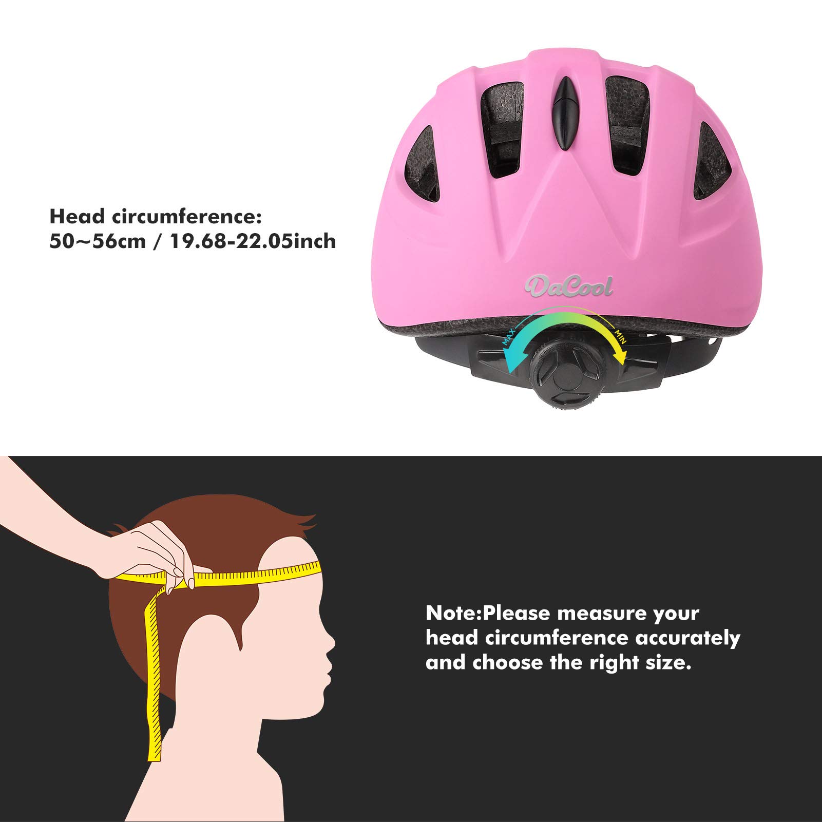 DaCool Kids Bike Helmet for 5~16 Ages Girls Boys Lightweight Toddler Youth Adjustable Cycling Skateboard Girl Helmet Safety Sport Helmet for Bicycle Skating Roller Scooter Outdoor Sports