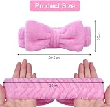 Aomig Spa Headbands for Women Pink Bowknot Microfiber Elastic Hair Band view 2